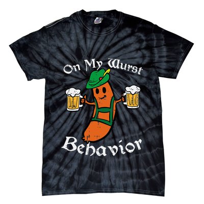Oktoberfest On My Wurst Behavior Funny German Tie-Dye T-Shirt