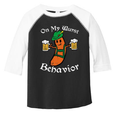 Oktoberfest On My Wurst Behavior Funny German Toddler Fine Jersey T-Shirt