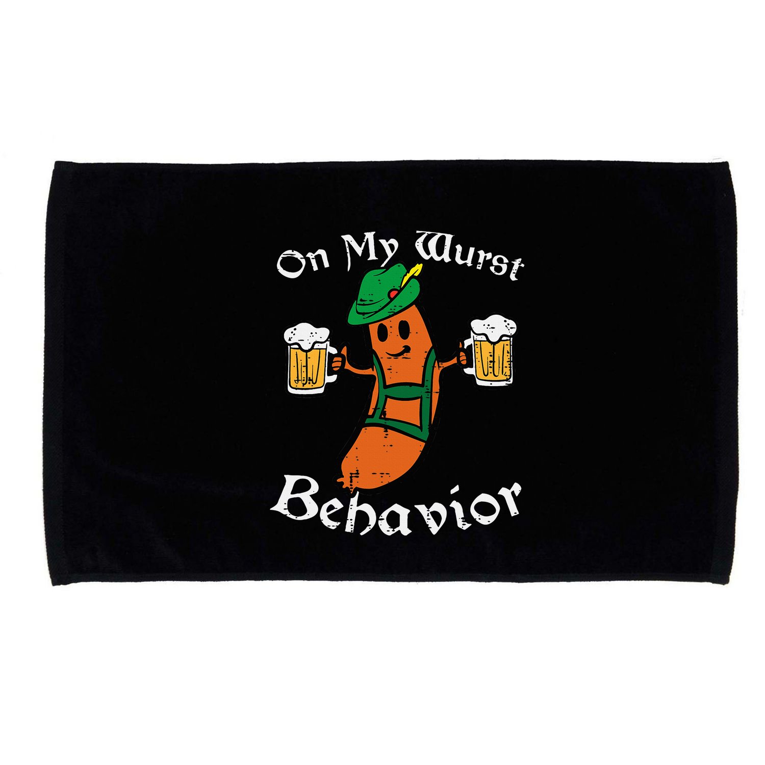 Oktoberfest On My Wurst Behavior Funny German Microfiber Hand Towel