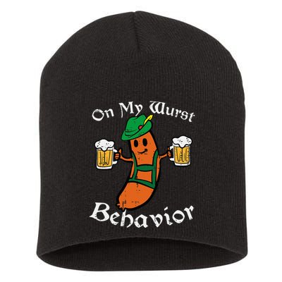 Oktoberfest On My Wurst Behavior Funny German Short Acrylic Beanie
