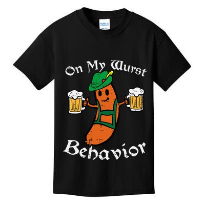 Oktoberfest On My Wurst Behavior Funny German Kids T-Shirt