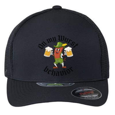 Oktoberfest On My Wurst Behavior Funny Gift Flexfit Unipanel Trucker Cap