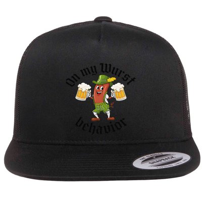 Oktoberfest On My Wurst Behavior Funny Gift Flatbill Hat