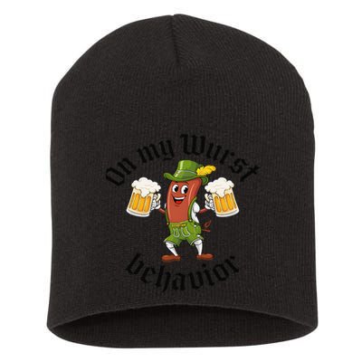Oktoberfest On My Wurst Behavior Funny Gift Short Acrylic Beanie