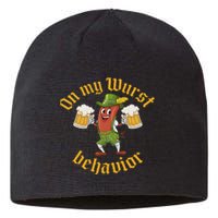 Oktoberfest On My Wurst Behavior Funny German Women Idea Sustainable Beanie