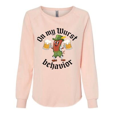 Oktoberfest On My Wurst Behavior Funny German Womens California Wash Sweatshirt