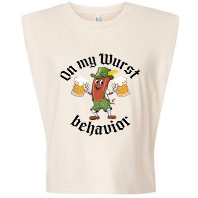 Oktoberfest On My Wurst Behavior Funny German Garment-Dyed Women's Muscle Tee