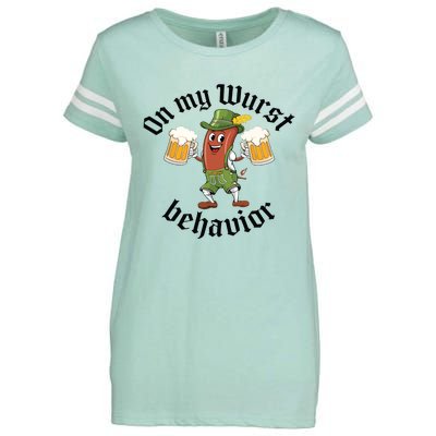 Oktoberfest On My Wurst Behavior Funny German Enza Ladies Jersey Football T-Shirt