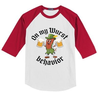 Oktoberfest On My Wurst Behavior Funny German Kids Colorblock Raglan Jersey