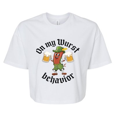 Oktoberfest On My Wurst Behavior Funny German Bella+Canvas Jersey Crop Tee