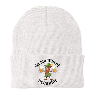 Oktoberfest On My Wurst Behavior Funny German Knit Cap Winter Beanie