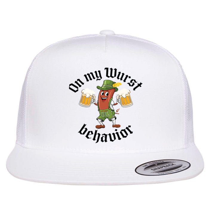 Oktoberfest On My Wurst Behavior Funny German Flat Bill Trucker Hat