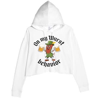 Oktoberfest On My Wurst Behavior Funny German Crop Fleece Hoodie