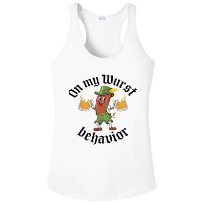 Oktoberfest On My Wurst Behavior Funny German Ladies PosiCharge Competitor Racerback Tank