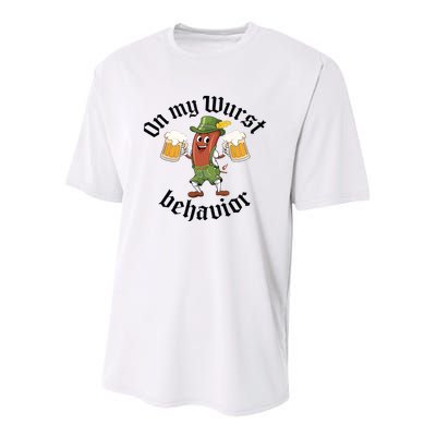 Oktoberfest On My Wurst Behavior Funny German Youth Performance Sprint T-Shirt