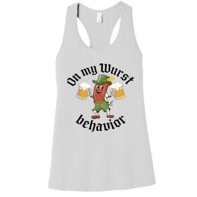 Oktoberfest On My Wurst Behavior Funny German Women's Racerback Tank