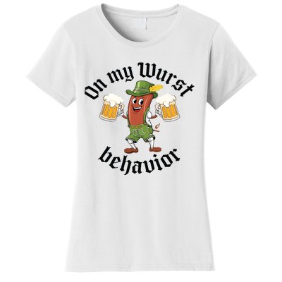 Oktoberfest On My Wurst Behavior Funny German Women's T-Shirt