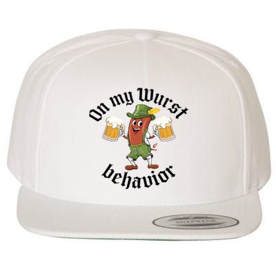 Oktoberfest On My Wurst Behavior Funny German Wool Snapback Cap