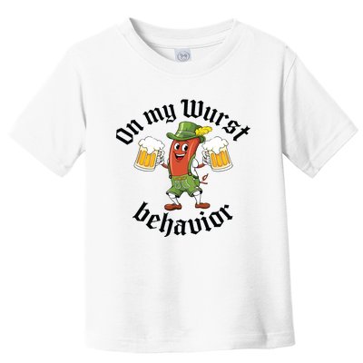 Oktoberfest On My Wurst Behavior Funny German Toddler T-Shirt