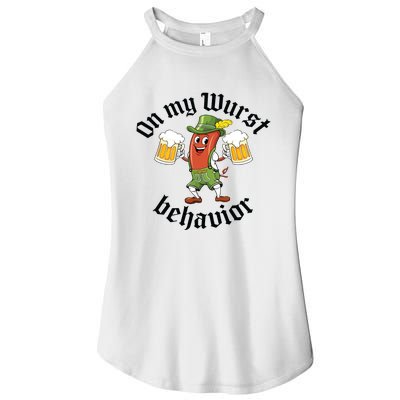 Oktoberfest On My Wurst Behavior Funny German Women’s Perfect Tri Rocker Tank