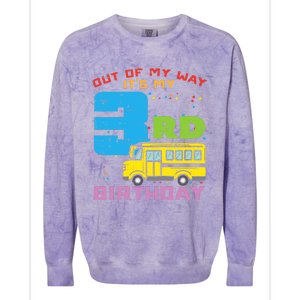 Out Of My Way 3rd Birthday School Bus Cute 3 Year Old Boy Colorblast Crewneck Sweatshirt