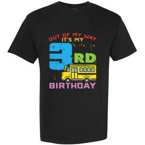 Out Of My Way 3rd Birthday School Bus Cute 3 Year Old Boy Garment-Dyed Heavyweight T-Shirt