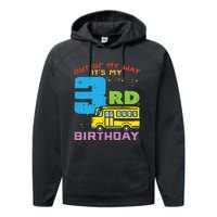 Out Of My Way 3rd Birthday School Bus Cute 3 Year Old Boy Performance Fleece Hoodie