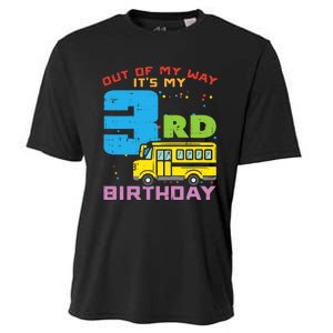 Out Of My Way 3rd Birthday School Bus Cute 3 Year Old Boy Cooling Performance Crew T-Shirt