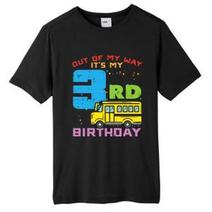 Out Of My Way 3rd Birthday School Bus Cute 3 Year Old Boy Tall Fusion ChromaSoft Performance T-Shirt