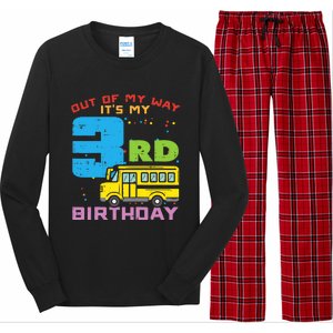 Out Of My Way 3rd Birthday School Bus Cute 3 Year Old Boy Long Sleeve Pajama Set