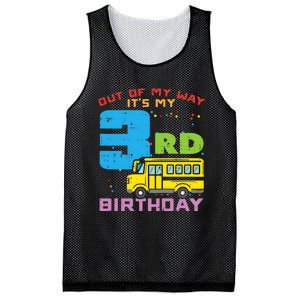 Out Of My Way 3rd Birthday School Bus Cute 3 Year Old Boy Mesh Reversible Basketball Jersey Tank