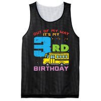 Out Of My Way 3rd Birthday School Bus Cute 3 Year Old Boy Mesh Reversible Basketball Jersey Tank