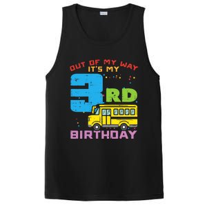 Out Of My Way 3rd Birthday School Bus Cute 3 Year Old Boy PosiCharge Competitor Tank