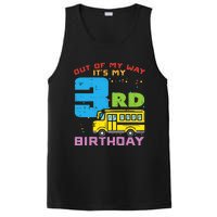 Out Of My Way 3rd Birthday School Bus Cute 3 Year Old Boy PosiCharge Competitor Tank