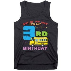 Out Of My Way 3rd Birthday School Bus Cute 3 Year Old Boy Tank Top