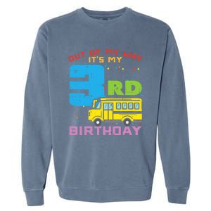 Out Of My Way 3rd Birthday School Bus Cute 3 Year Old Boy Garment-Dyed Sweatshirt