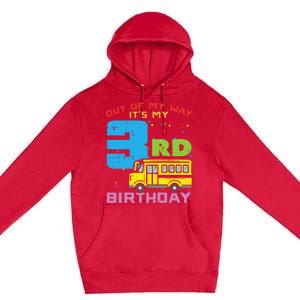 Out Of My Way 3rd Birthday School Bus Cute 3 Year Old Boy Premium Pullover Hoodie