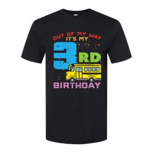 Out Of My Way 3rd Birthday School Bus Cute 3 Year Old Boy Softstyle CVC T-Shirt