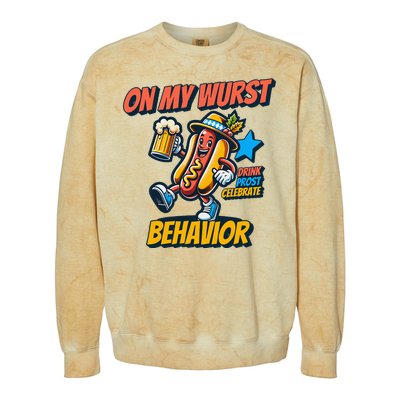 Oktoberfest On My Wurst Behavior German Drinking Party Colorblast Crewneck Sweatshirt