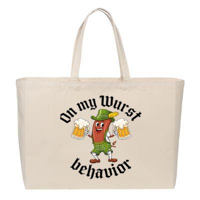 Oktoberfest On My Wurst Behavior Funny German Cotton Canvas Jumbo Tote