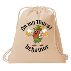 Oktoberfest On My Wurst Behavior Funny German Drawstring Bag