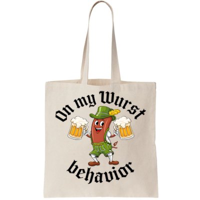 Oktoberfest On My Wurst Behavior Funny German Tote Bag