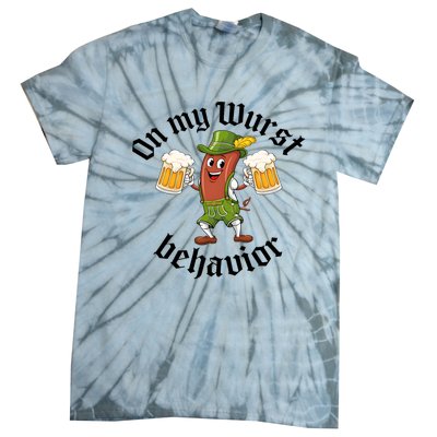 Oktoberfest On My Wurst Behavior Funny German Tie-Dye T-Shirt