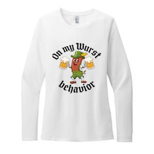 Oktoberfest On My Wurst Behavior Funny German Womens CVC Long Sleeve Shirt