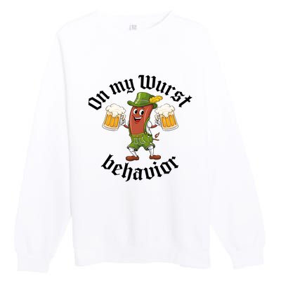 Oktoberfest On My Wurst Behavior Funny German Premium Crewneck Sweatshirt