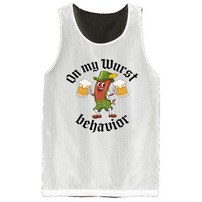 Oktoberfest On My Wurst Behavior Funny German Mesh Reversible Basketball Jersey Tank