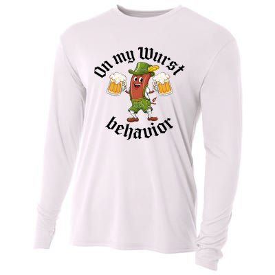 Oktoberfest On My Wurst Behavior Funny German Cooling Performance Long Sleeve Crew