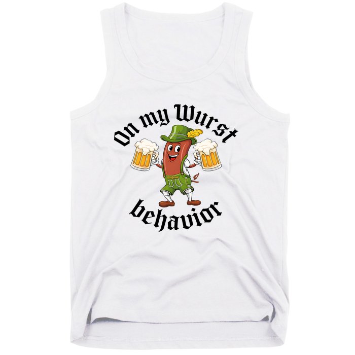 Oktoberfest On My Wurst Behavior Funny German Tank Top