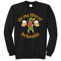 Oktoberfest On My Wurst Behavior Funny German Women Idea Tall Sweatshirt