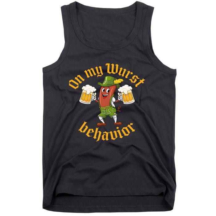 Oktoberfest On My Wurst Behavior Funny German Women Idea Tank Top